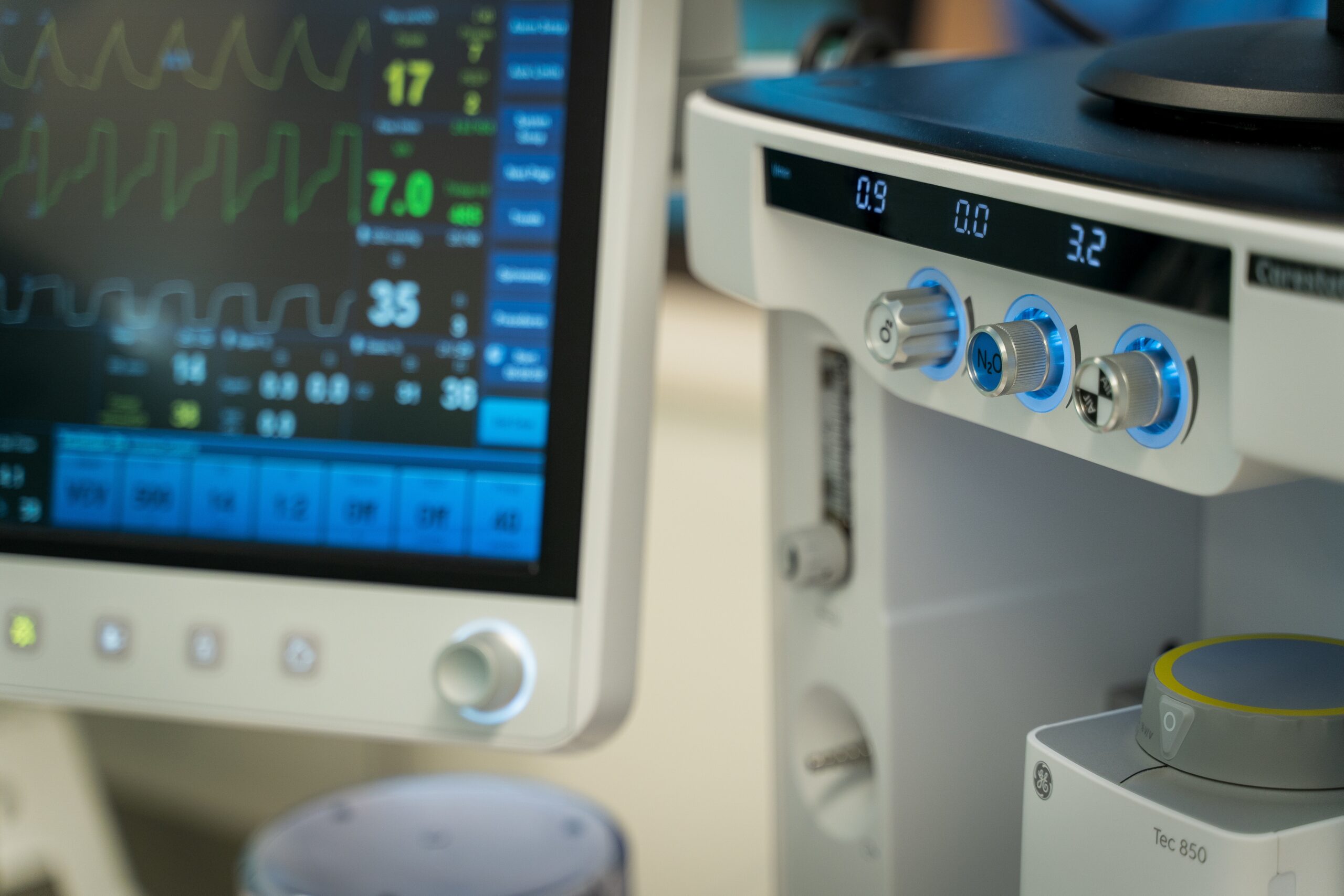 Anesthetic machine located in the operating room