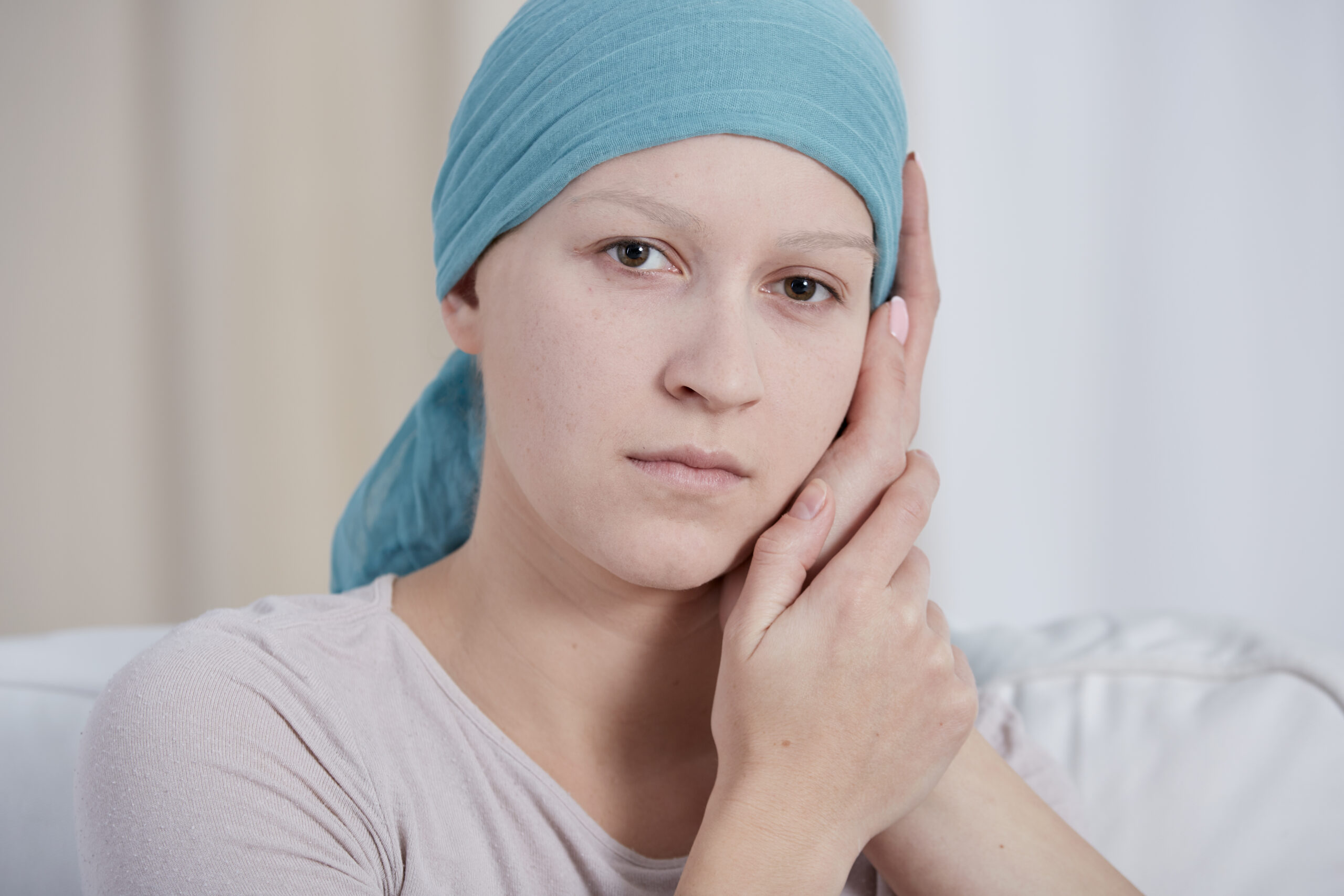 Tired ill woman after chemo