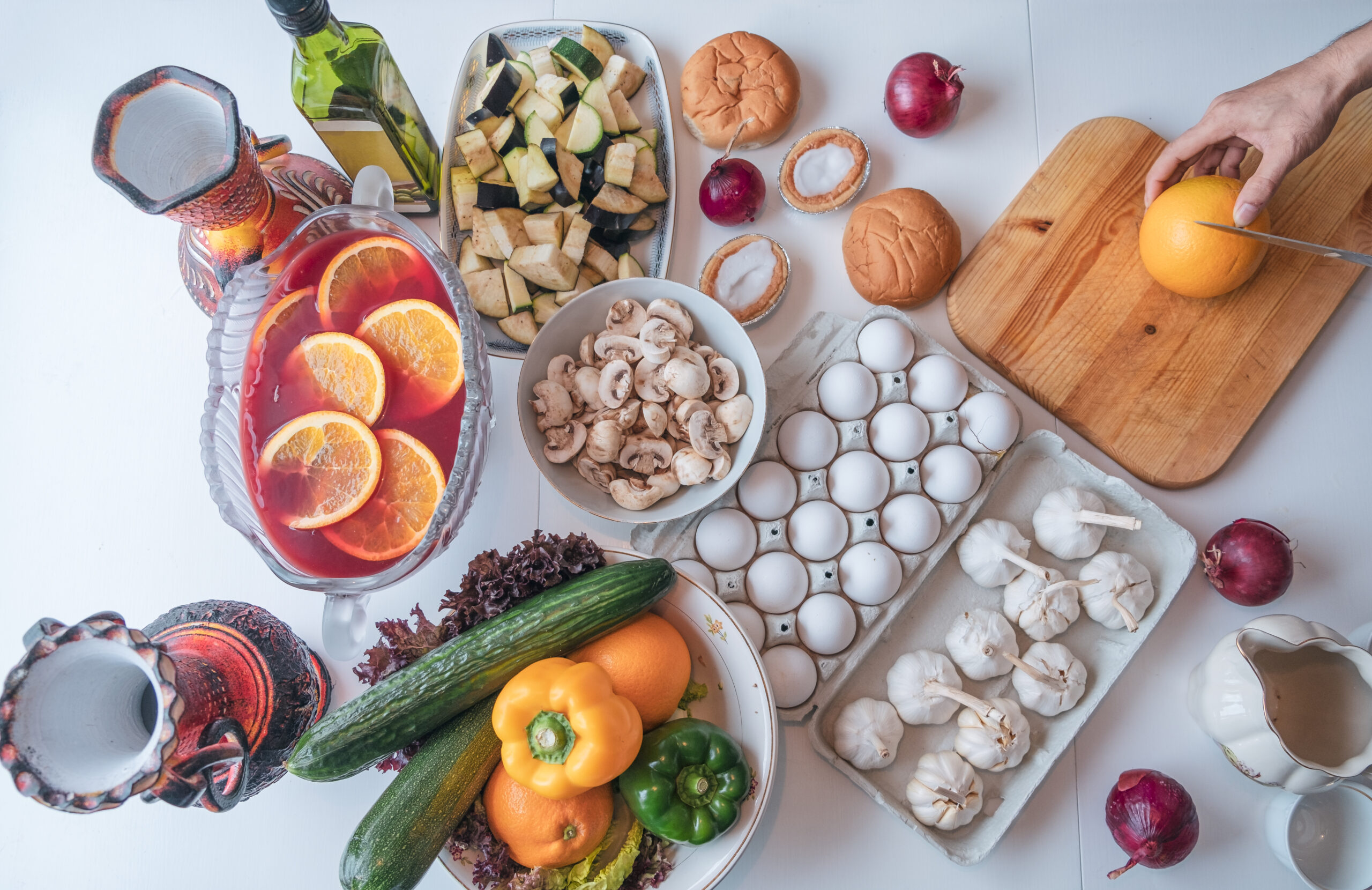 Ingredient raw food with vegetables and fruits preparing for coo