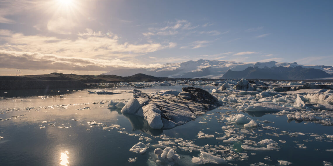 Icebergs in Jokulsarlon Glacier Lagoon, melting due to global warming and climate change, Vatnajokul