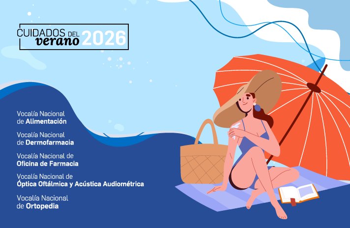 Infografía sobre cuidados de verano 2026 con mujer bajo sombrilla