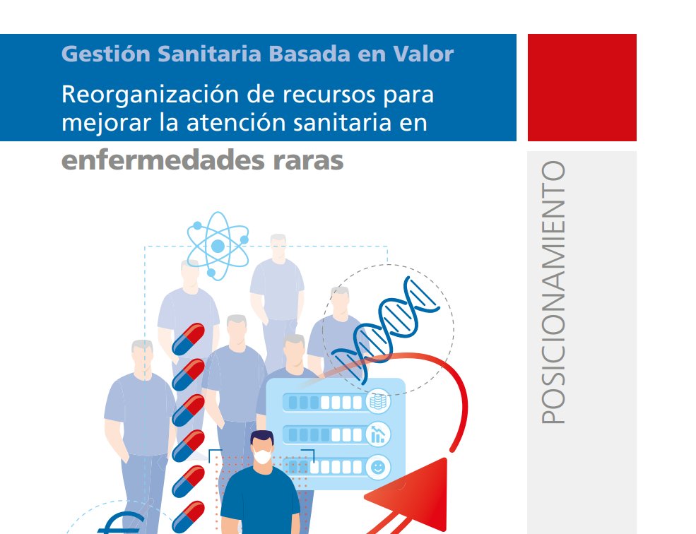 Infografía sobre gestión sanitaria y enfermedades raras con gráficos y personas
